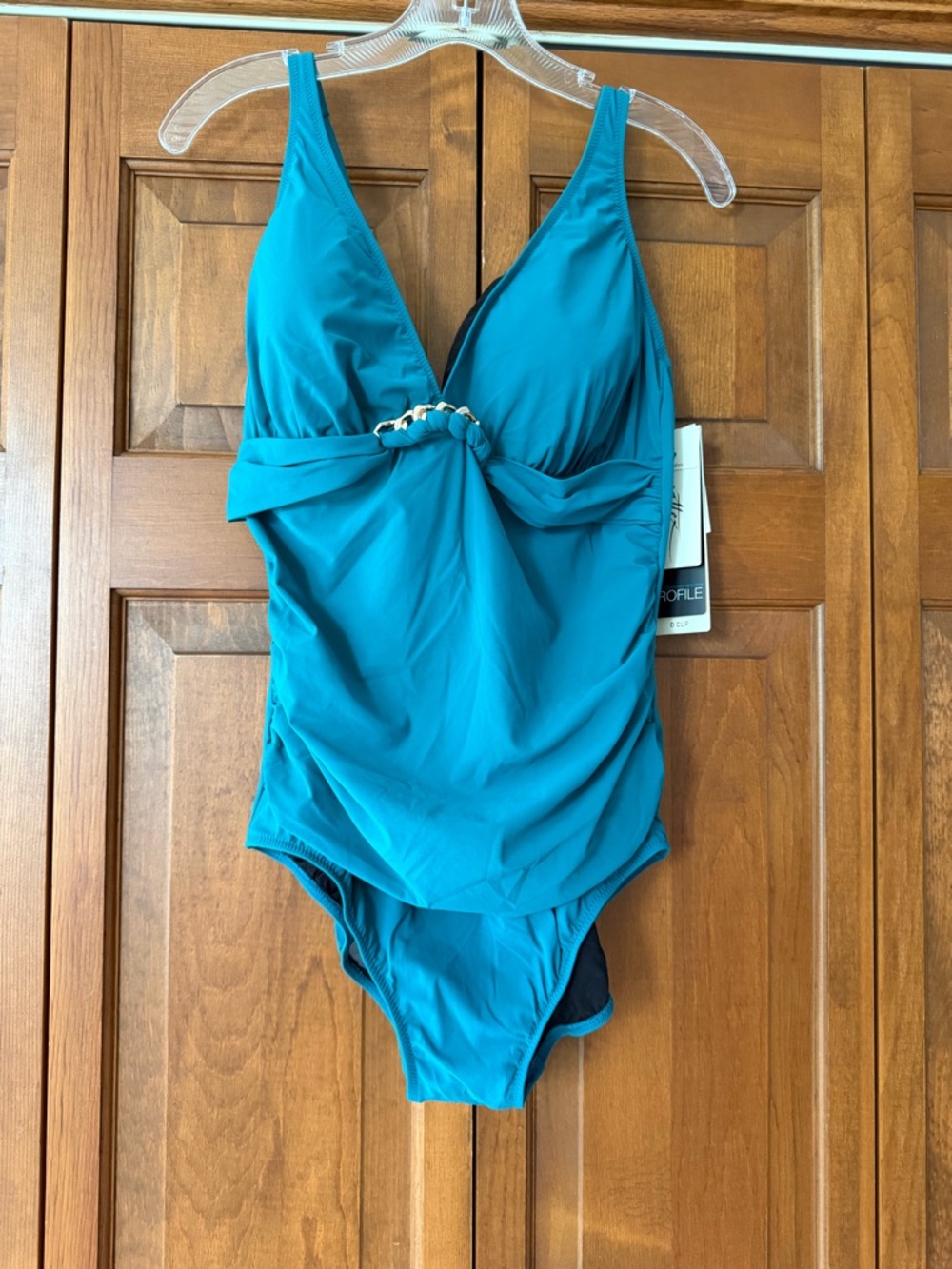 Gottex Teal One-Piece Swimsuit with Front Rings Detail